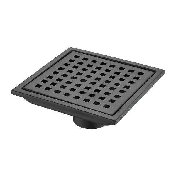 Nestfair 6 in. Square Shower Floor Drain, Matte Black