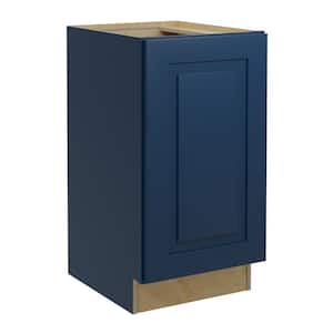 Grayson Mythic Blue Painted Plywood Shaker Assembled Base Kitchen Cabinet FH Soft Close L 18 in W x 24 in D x 34.5 in H