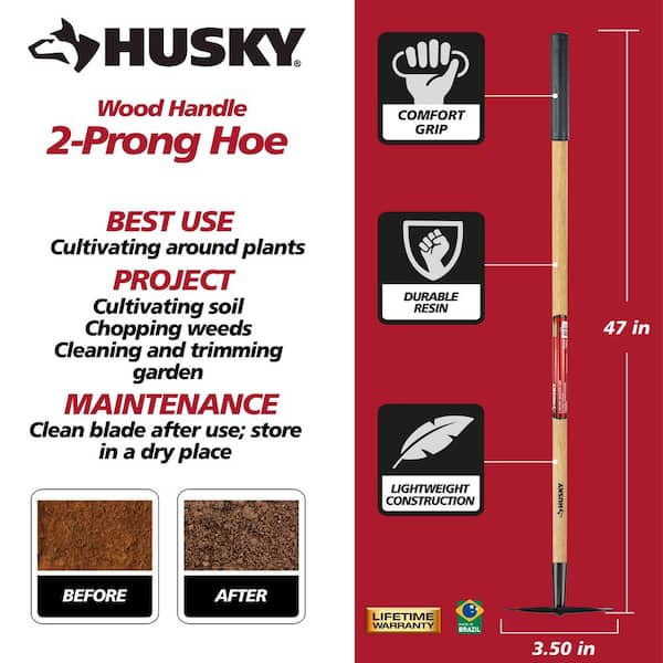 51 in. Wood Handle 2-Prong Hoe