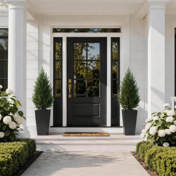 Vitalismo 4 ft. Artificial Cedar Tree w/ Black Square Flower Pots