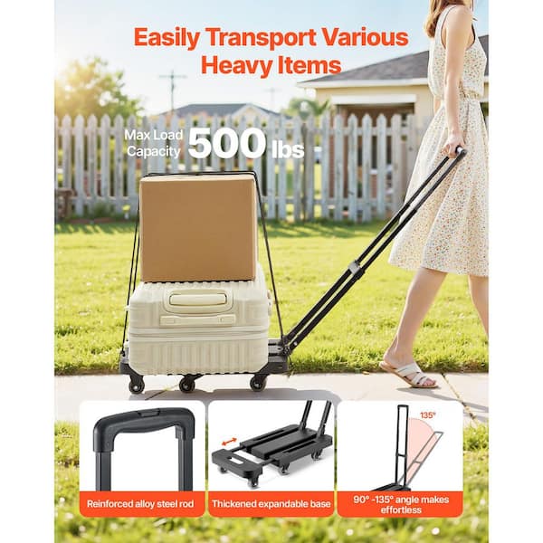 SKYSHALO Folding Hand Truck, 500 lbs. Load Capacity, Collapsible