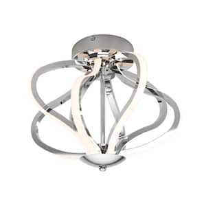 Meridian 12 in. 1-Light Chrome Integrated LED Modern Flush Mount Ceiling Light Fixture for Kitchen and Hallway