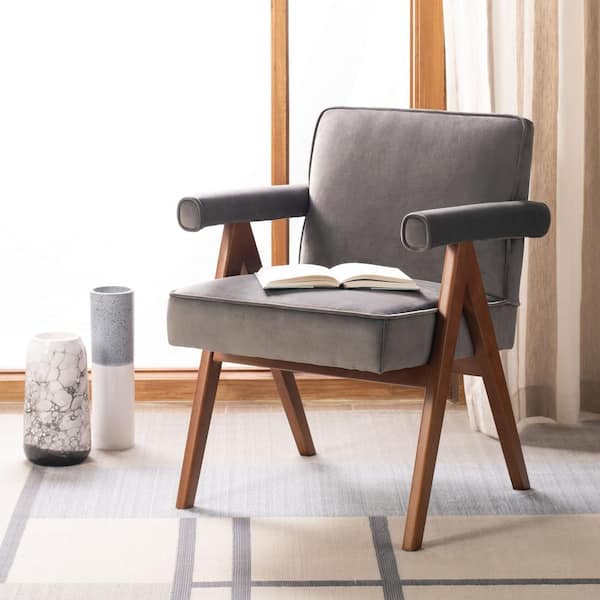 Suri Dark Gray/Brown Upholstered Accent Arm Chair
