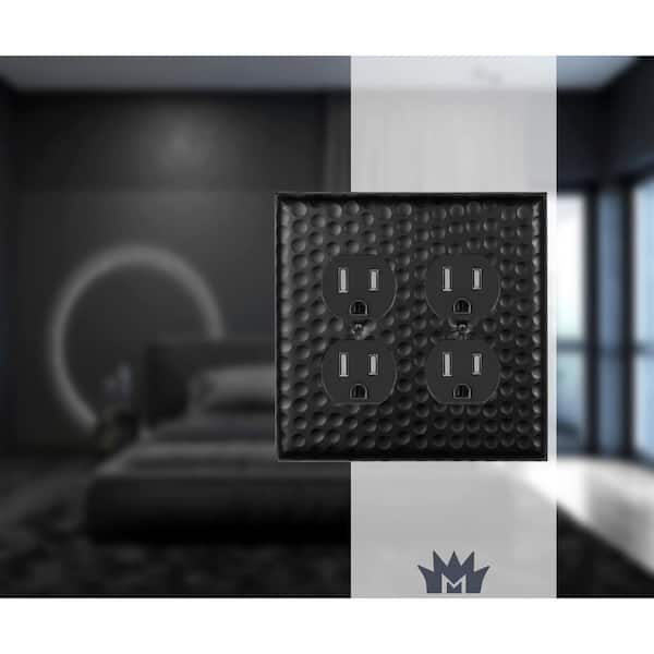 Black 2-Gang 2 Duplex Outlet Wall Plate (1-Pack)