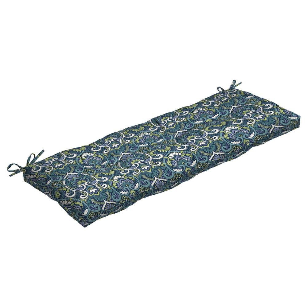 ARDEN SELECTIONS 48 in. x 18 in. Sapphire Aurora Blue Damask Rectangle Outdoor Bench Cushion