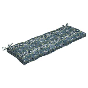 48 in. x 18 in. Sapphire Aurora Blue Damask Rectangle Outdoor Bench Cushion