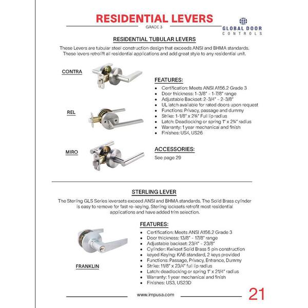 Global Door Controls Reliant Series Light-Duty Residential Tubular