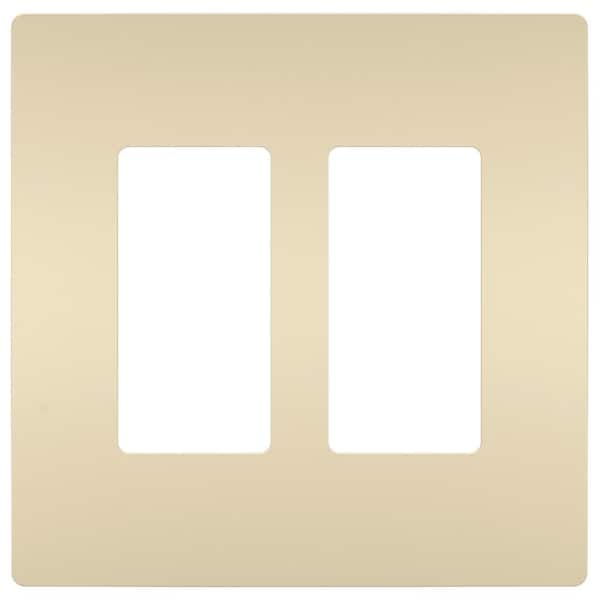 radiant 2-Gang 2-Decorator/Rocker Screwless Wall Plate, Ivory (1-Pack)