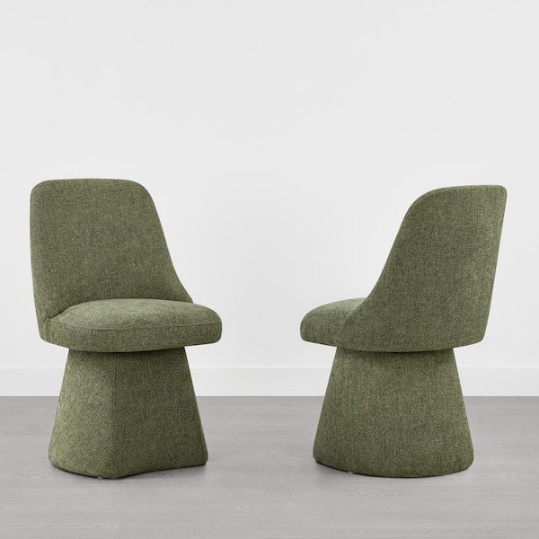 Vesperis Moss Green Fabric Upholstered Swivel Dining Chair with Wood Frame Modern Side Chair for Diningroom (Set of 2)