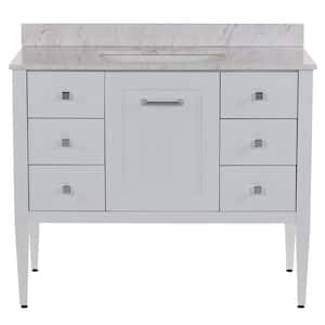 Hensley 43 in. W x 22 in. D x 39 in. H Single Sink  Bath Vanity in White with Lunar Stone Composite Top