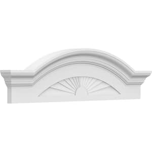 2-1/2 in. x 32 in. x 9 in. Segment Arch W/ Flankers Sunburst Architectural Grade PVC Pediment