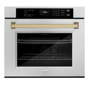 Autograph Edition 30 in. Electric Wall Oven w/ Convection in Fingerprint Resistant Stainless Steel and Champagne Bronze