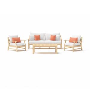 Kooper 4-Piece Wood Sofa and Club Chair Patio Conversation Set with Sunbrella Cast Coral Cushions