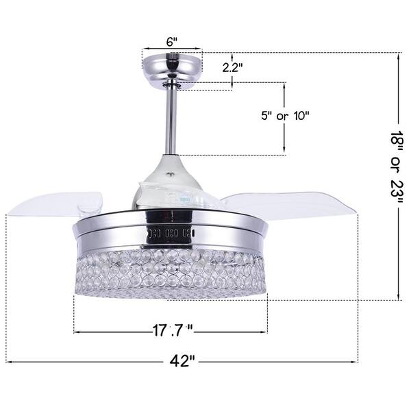 42 In Led Indoor Chrome Retractable Crystal Ceiling Fan With And Remote Control For Living Room Bed Bd4202 C The Home Depot 42 In Led Indoor Chrome Retractable, Home Depot Black Friday Ceiling Fan