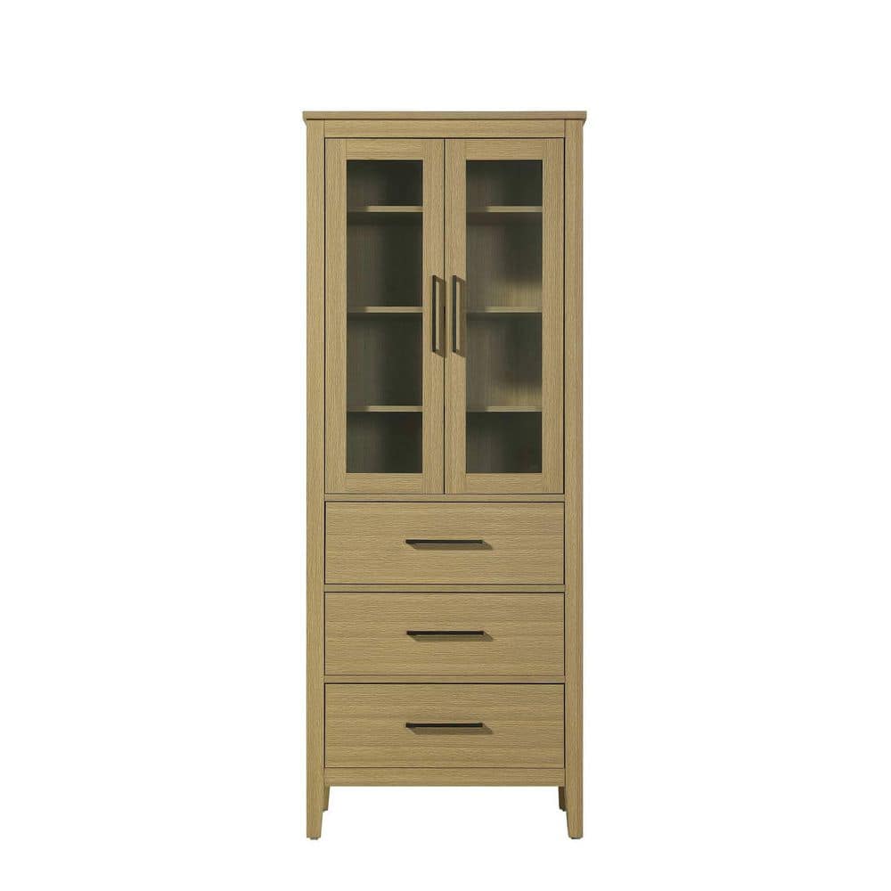 28 in. W x 18 in. D x 72 in. H Honey Brown Freestanding Linen Cabinet