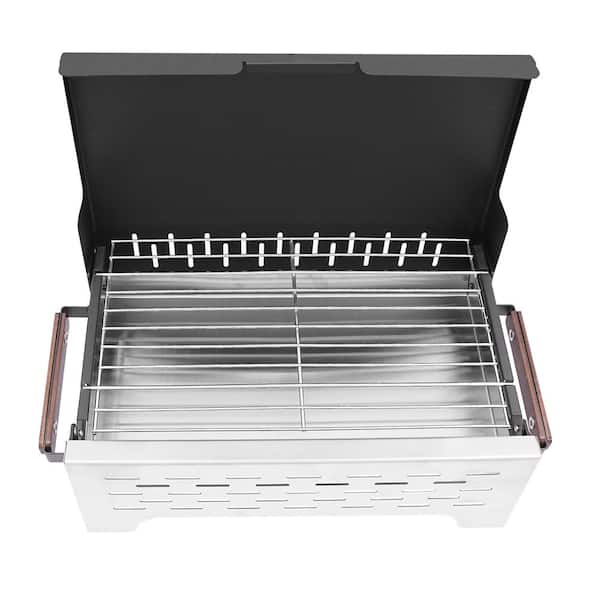 YIYIBYUS Portable Charcoal Grill in Silver Stainless Steel YIYIBYUS Portable Charcoal Grill in Silver Stainless Steel