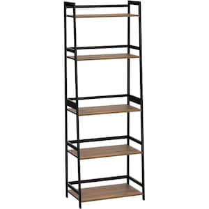 11.8 in. Wide Brown 5 Tier Bookshelf Modern Open Bookcase For Bedroom Living Room, Office
