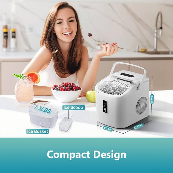 SIMZLIFE 8.74 in. 26.5lb./24H Bullet Ice Countertop Portable Ice Maker in White, 9 Cubes/6Mins, Auto-Cleaning with Basket & Scoop ZX-IM-18B-S-HD - The Home Depot SIMZLIFE 8.74 in. 26.5lb./24H Bullet Ice Countertop Portable Ice Maker in White, 9 Cubes/6Mins, Auto-Cleaning with Basket & Scoop ZX-IM-18B-S-HD - The Home Depot