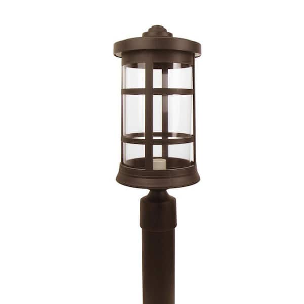 SOLUS 17.25 in. H x 7.25 in. W Bronze Decorative Round Post Top Mount Outdoor Light Fixture with Durable Clear Acrylic Lens