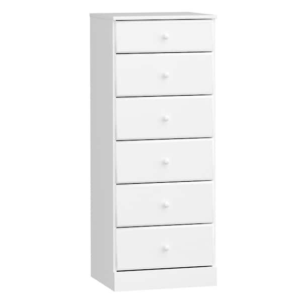 Astrid White 6-Drawer Dresser 20 in. Chest of Drawers, Dresser for Bedroom, White Dresser for Clothes Storage, Organizer