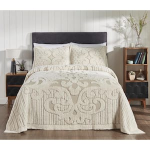 Serenity Beige Full Medallion Design 100% Cotton 3-Piece Bedspread/Coverlet Set