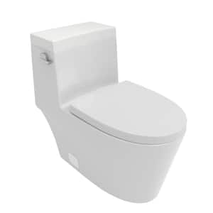 1-Piece 1.28 GPF Single Flush Elongated Toilet in White Seat Included