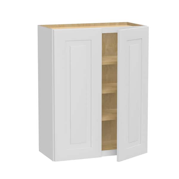 Home Decorators Collection Grayson 27 in. W x 12 in. D x 36 in. H Assembled Plywood Wall Kitchen Cabinet in Pacific White with Soft Close