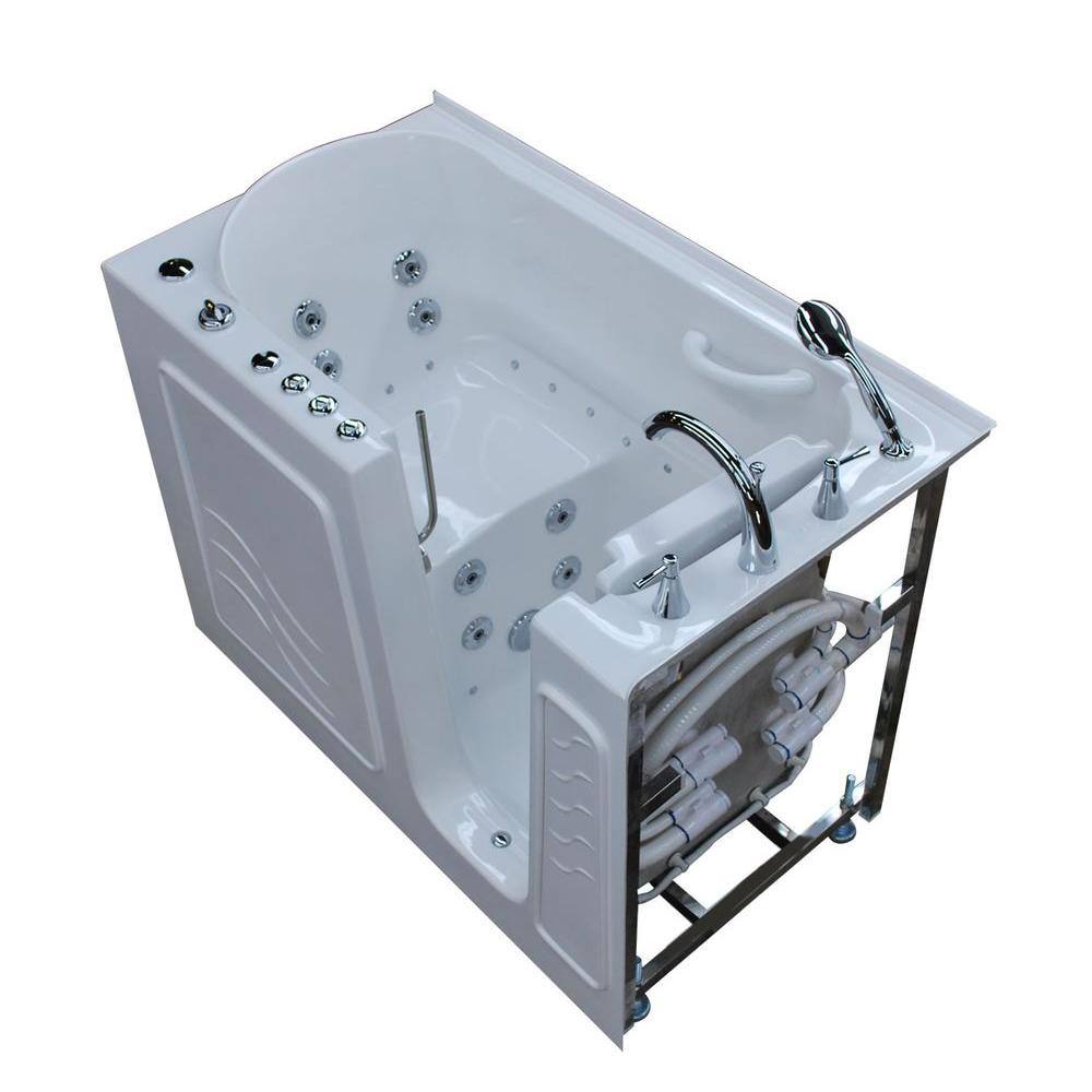 Ashton 52.8'' x 29.5'' White Fiberglass Walk-in Bathtub with Faucet
