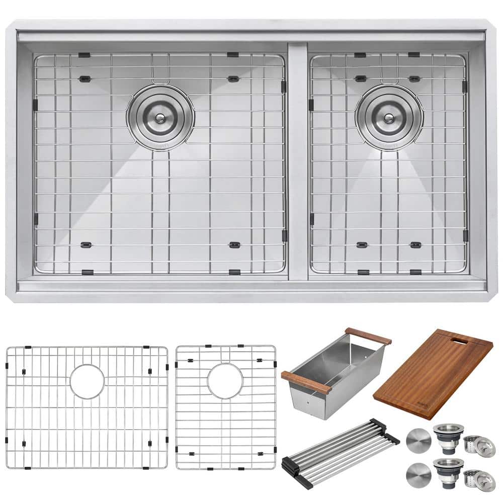 Ruvati 31" Stainless Steel Double Bowl Workstation Sink