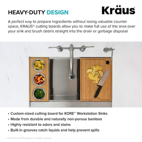 KRAUS Workstation Kitchen Sink 16in Solid Bamboo Cutting Board KCB-WS104BB  - The Home Depot