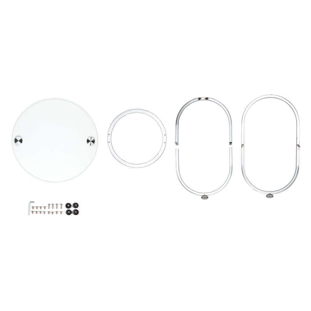 Small Round Chrome and Glass Accent Table