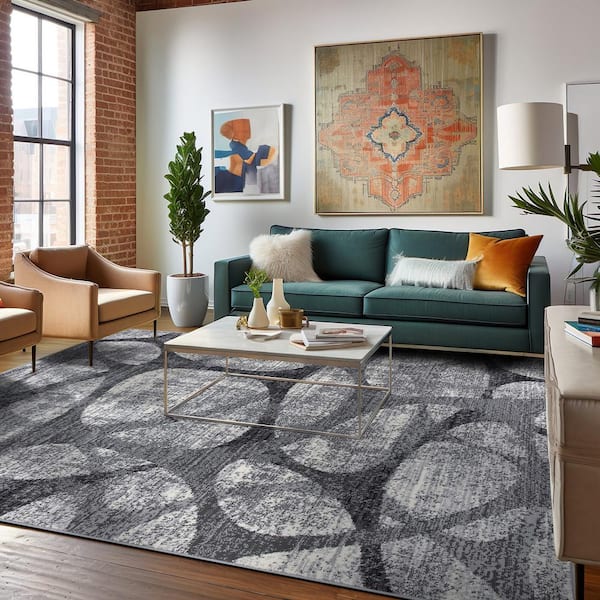 Gray Modern Abstract fashion Area Rug 5x7 Geometric Living Room Carpet