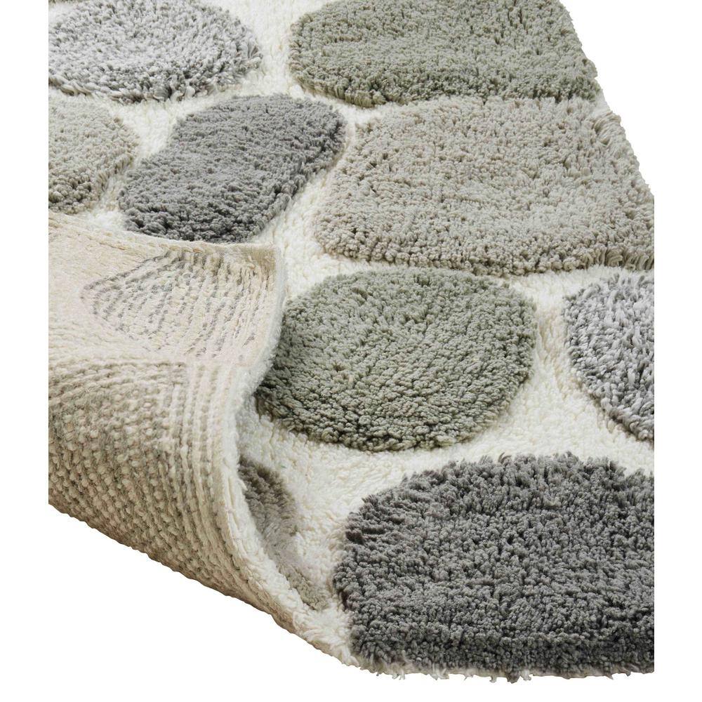 Gray Cotton Pebble Pattern Non-Slip Bath Mat Set