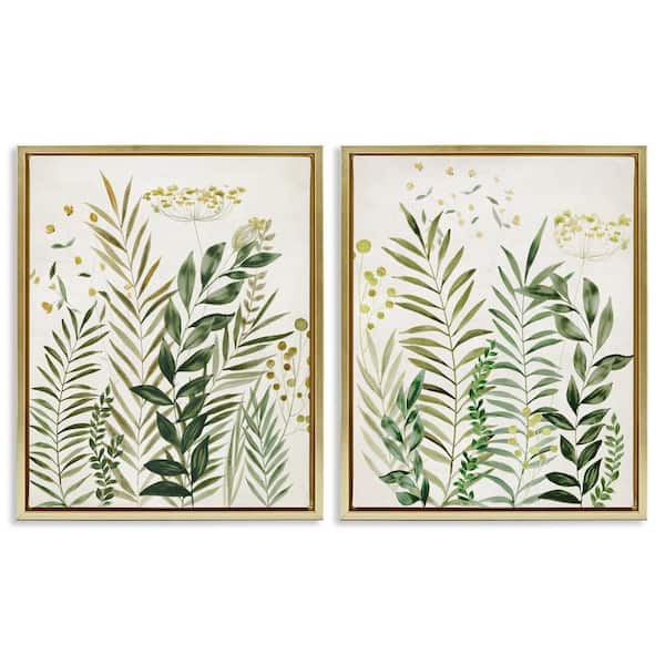 Stupell Industries Varied Leaves and Fronds by Hannah Dawson 2-Pieces Gold Floater Frame Nature Graphic Art Print 21 in. x 17 in.