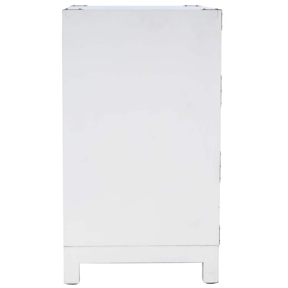 Forster Glossy White 3-Drawer Accent Chest with Steel Accents
