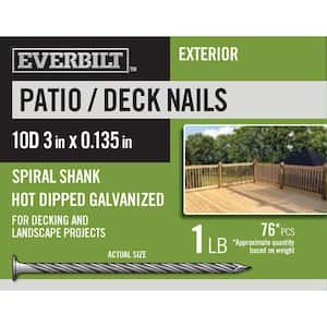 10D 3 in. Patio/Deck Nails Hot Dipped Galvanized 1 lb (Approximately 76 Pieces)