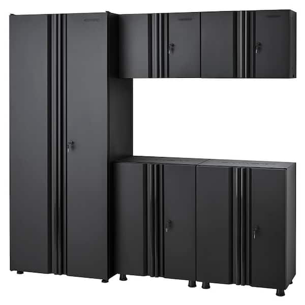 Husky 5-Piece Regular Duty Welded Steel Garage Storage System in Black (78 in. W x 75 in. H x 19 in. D)