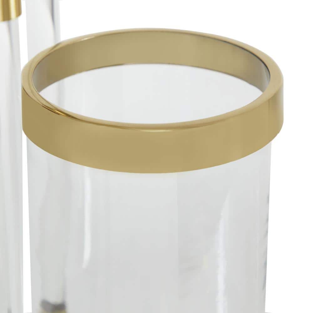 Gold and Clear Acrylic Hurricane Candle Lantern with Box Frame