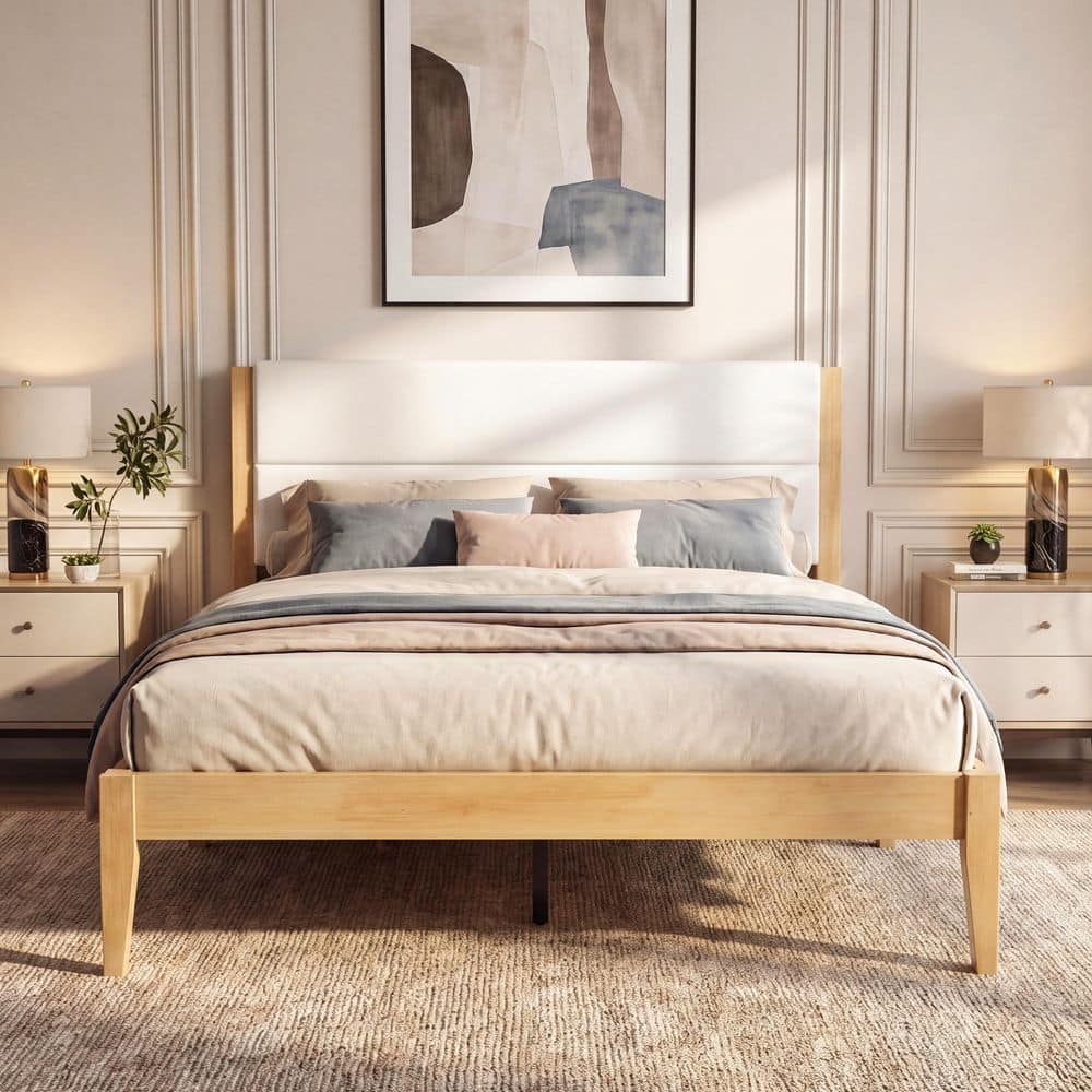 Yellow MDF Wood Frame King Platform Bed with Upholstered Headboard price history on PriceWatchPro
