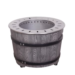 22 in. Magnesium Oxide Outdoor Wood Fuel Fire Pit Woodgrain Smokeless Fire Pit Table