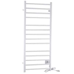 Elgon 14-Bar Carbon Steel Wall Mounted Electric Towel Warmer Rack in White