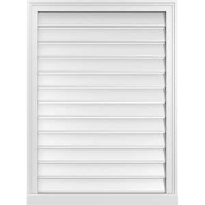28 in. x 38 in. Vertical Surface Mount PVC Gable Vent: Functional with Brickmould Sill Frame