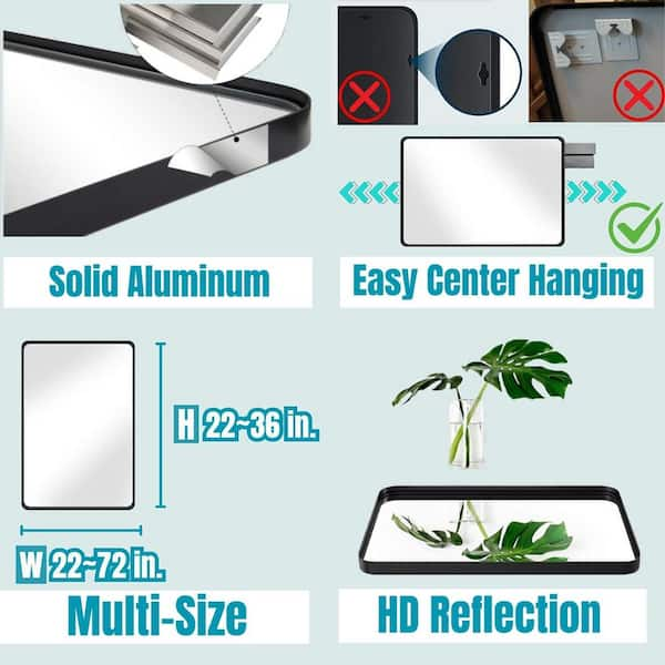 36 in. W x 36 in. H Rectangular Aluminum Framed Wall Bathroom Vanity Mirror in Silver