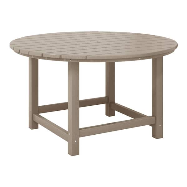 WESTIN OUTDOOR Children's Laguna Weathered Wood Outdoor Patio All Weather Fade Resistant Kids Plastic 38 in. Round Picnic Dining Table