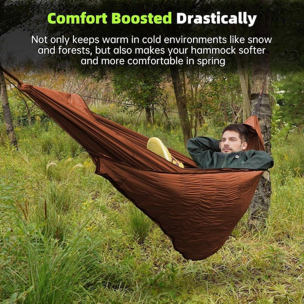 MOEPISY 7.9 ft. Hammock Underquilt for Camping Hammock-Full Length Camping  Quilt for Lightweight Soft Warm 41-68F-Brown 0FFMX55ZQ