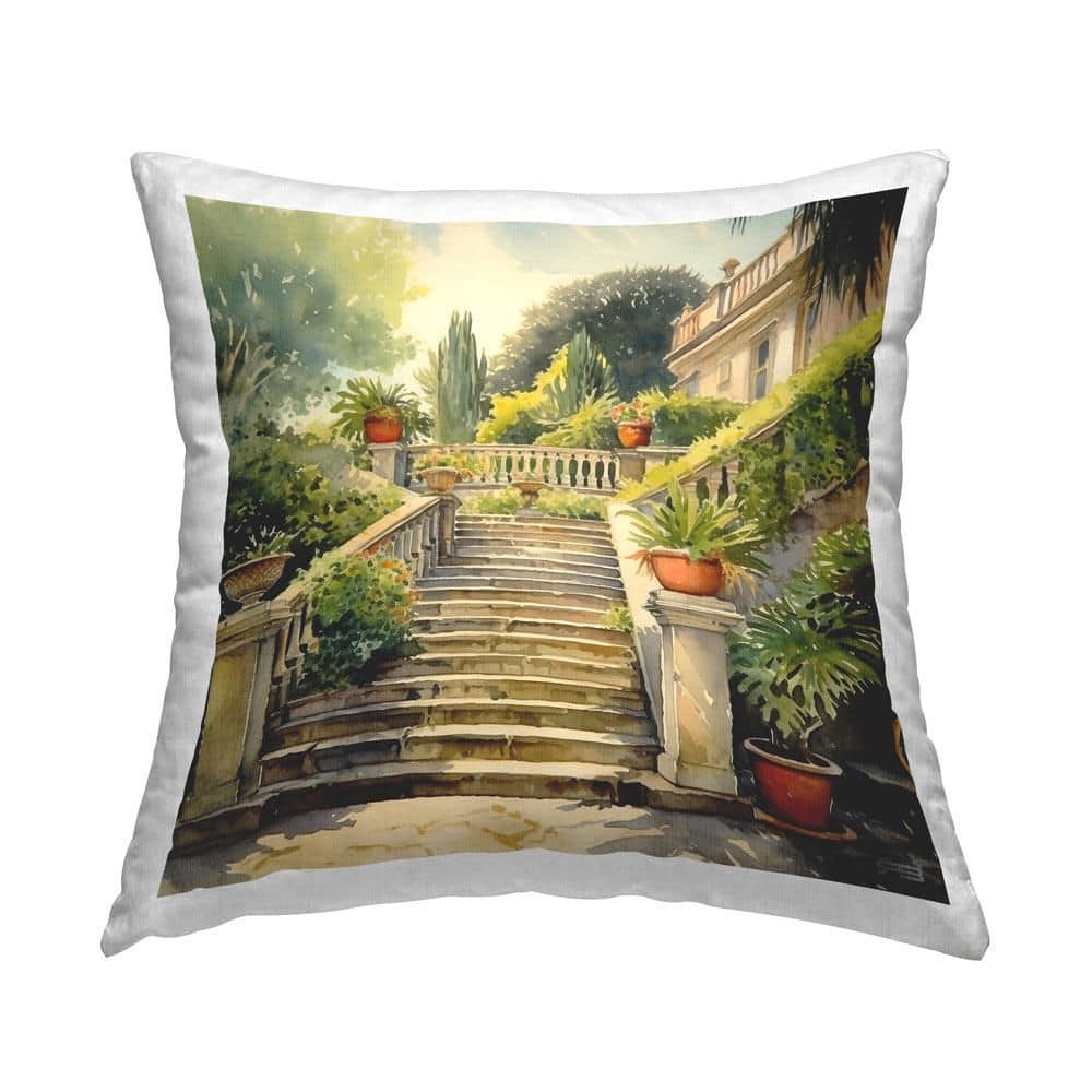Villa Garden Architecture Green Print Polyester 18 in. x 18 in. Throw Pillow price history on PriceWatchPro
