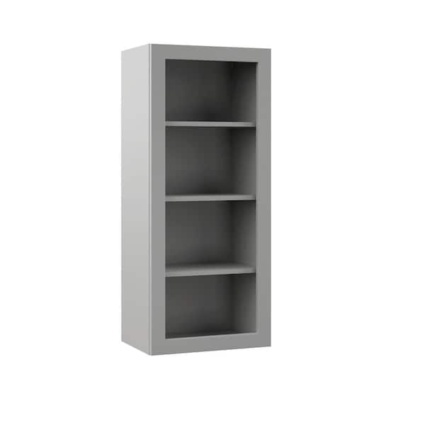 Hampton Bay Designer Series Melvern Assembled 18x42x12 in. Wall Open Shelf Kitchen Cabinet in Heron Gray