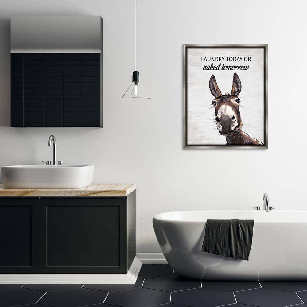 Laundry Today Naked Tomorrow Donkey by Lettered and Lined Gray Floater Frame Typograph Graphic Art Print 31 in. x 25 in. price history on PriceWatchPro
