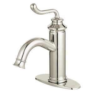 Royale Single-Handle Single Hole Bathroom Faucet with Push Pop-Up in Polished Nickel