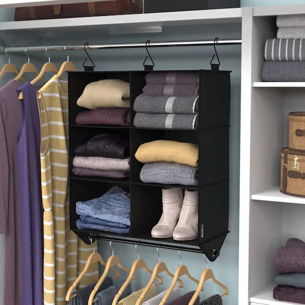 Internet's Best Hanging Closet Organizer with Drawers - 6 Shelf - Grey 